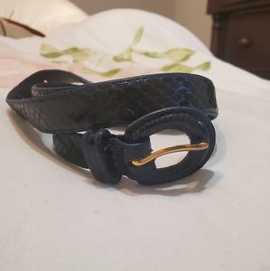 Navy Blue Genuine Snakeskin Belt